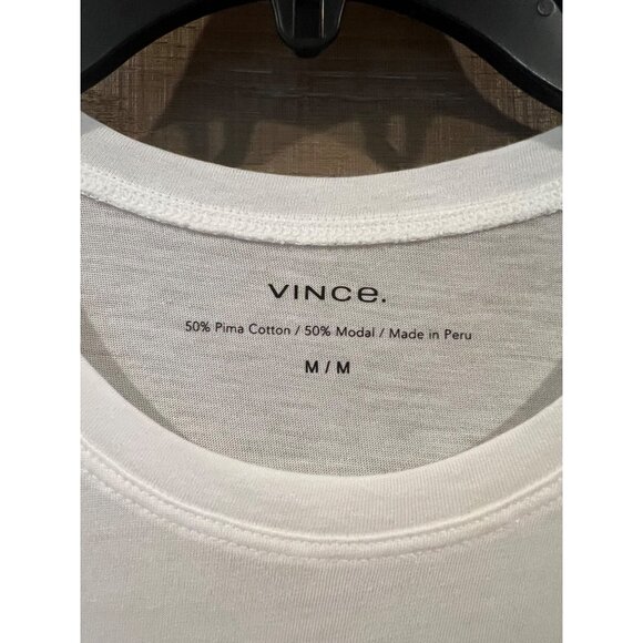 VINCE Essential white Pima Cotton Crew Neck T-Shirt Size M - Picture 6 of 6